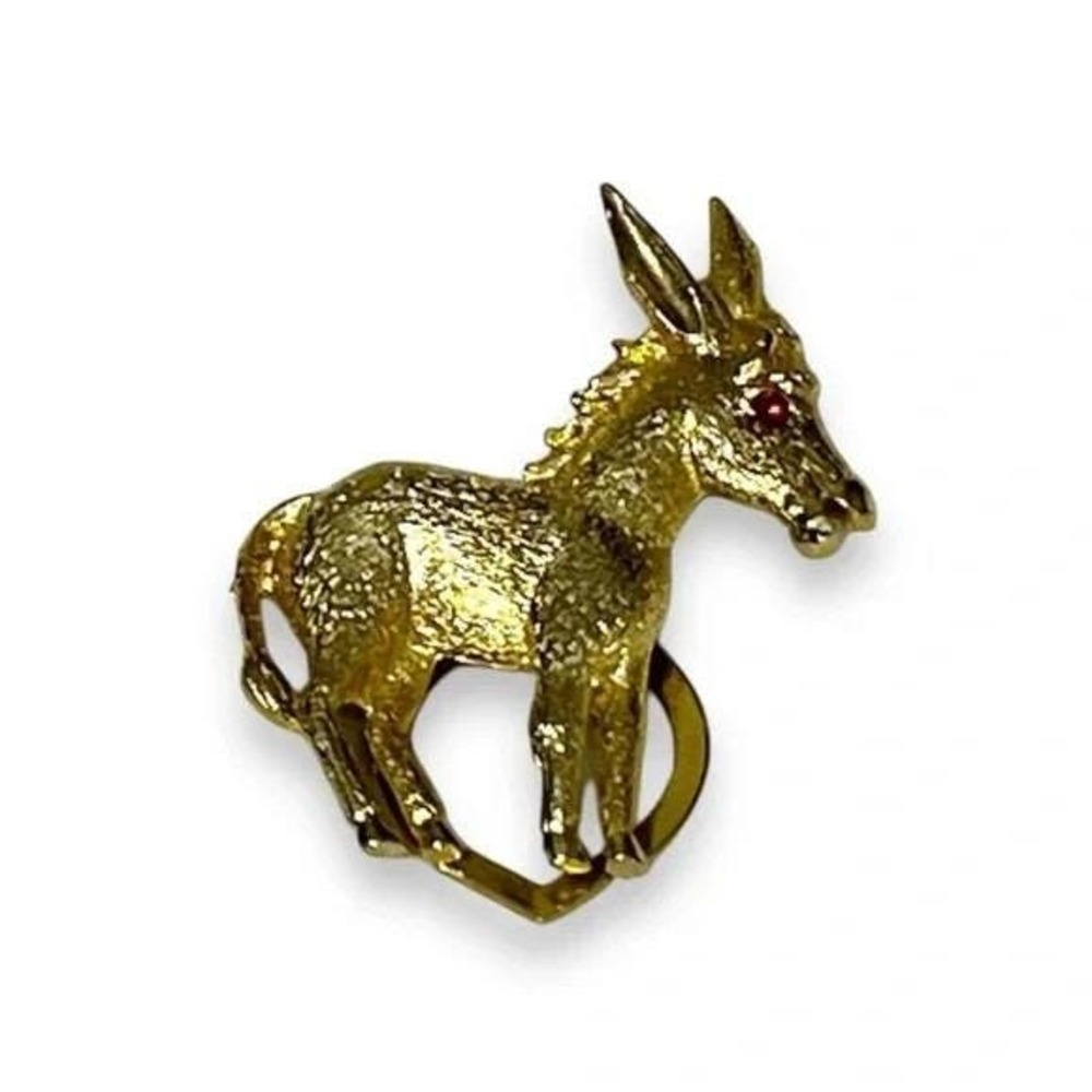 Gold Toned Donkey Brooch Loop to Go Over Button A16